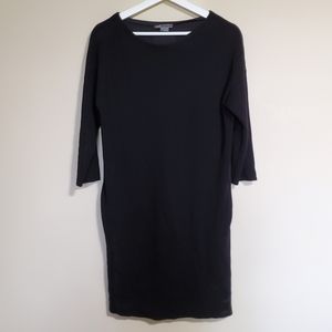 Vince Black Wool Bateau Neckline Sweater Dress Women's Size Small 3/4 Sleeve